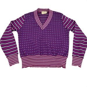 Vintage Booth Bay women’s striped V neck cropped sweater